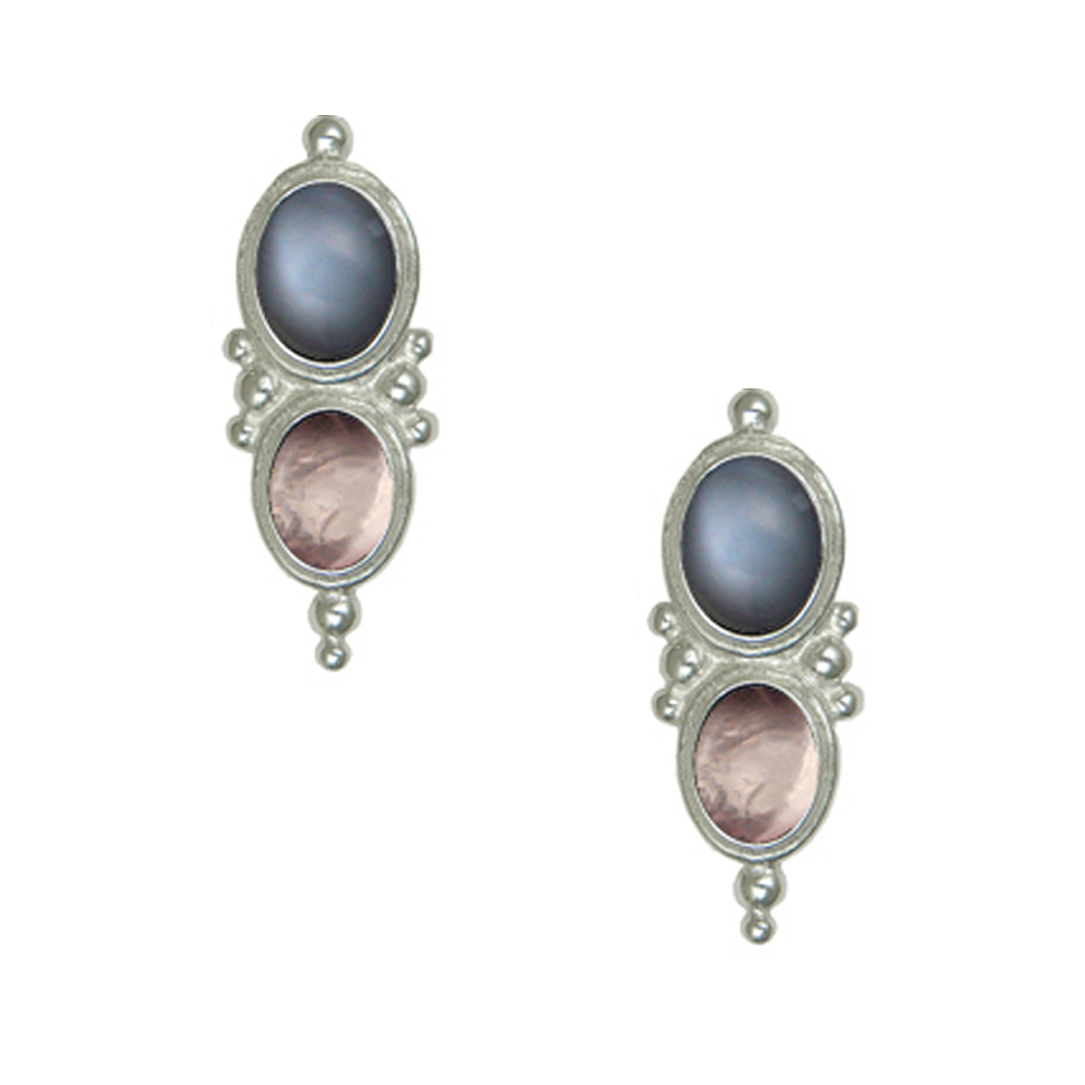 Sterling Silver Drop Dangle Earrings With Grey Moonstone